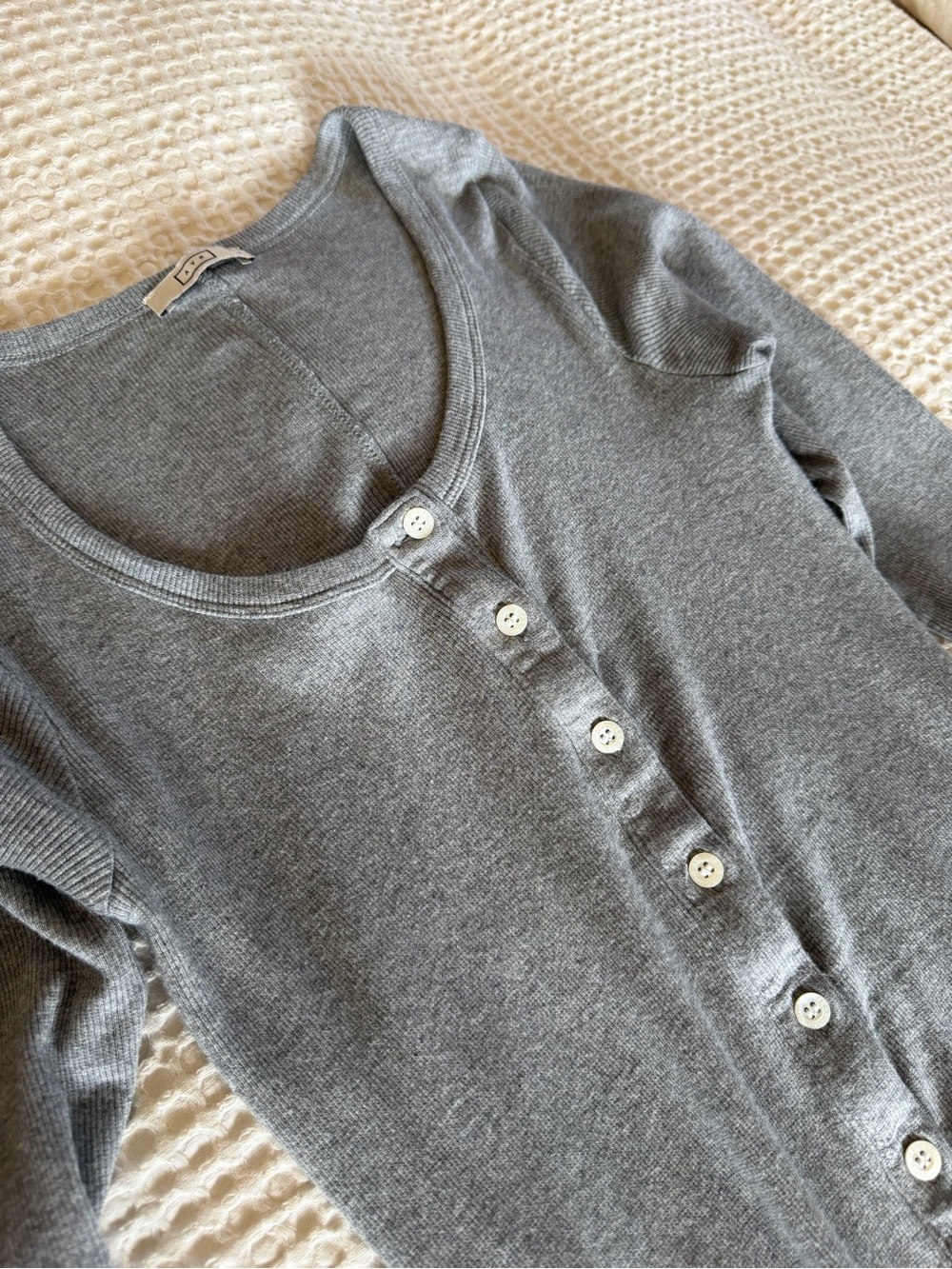 AYR The It Girl Button Front Ribbed Midi Dress Heather Grey Size S - Picture 7 of 12